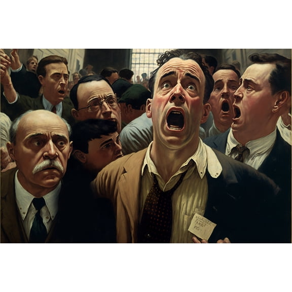 24x36 gallery poster, panic on the floor of the new york stock exchange on the day of the stock market crash in 1929 p2