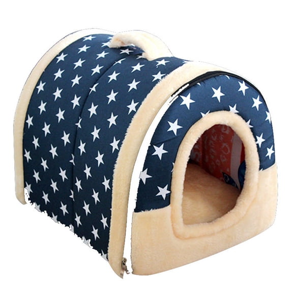 Soft Warm Star Pattern 2 in 1 Pet Nest Non- Dog Bed Foldable Winter Soft Cozy Sleeping Bag Mat Pad Cushions