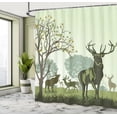 thumbnail image 4 of Ambesonne Green Shower Curtain, Deer and Nature Park, 69"Wx75"L, Green, 4 of 4