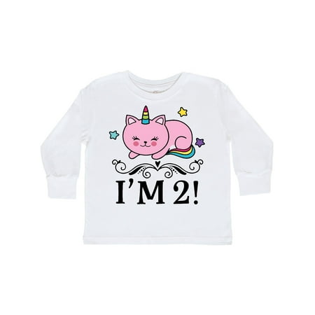 

Inktastic 2nd Birthday Cat Unicorn Girls Gift Toddler Toddler Girl Long Sleeve T-Shirt