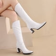 thumbnail image 4 of Ketyyh-chn99 Boots for Women Fashion Knee High Round Toe High Heel Platform Boots White,40, 4 of 5