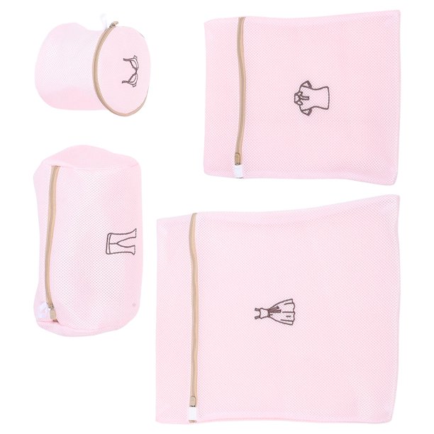 unbranded 4Ud Bolsas De Malla Para Lavandería Color Rosa De Poliéster Para Ropa Delicada Y Eficiente