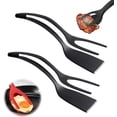 thumbnail image 1 of 2 Piezas pala para voltear huevos, alicates de agarre 2 en 1, Espátula para huevos de silicona, pinzas cocina silicona, Utensilio de cocina (Negro), 1 of 4