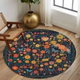 thumbnail image 2 of Round Area Rug 5 Ft, Boho Flowers Washable Non-Slip Circle Carpet for Living Room/Bedroom, Spring Abstract Watercolor Floral Leaf Low-Profile Runner Mats Collection Rugs for Indoor, 2 of 8