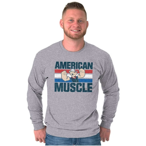 Popeye The Sailor American Muscle Men's Long Sleeve Tee T Shirt Brisco Brands S