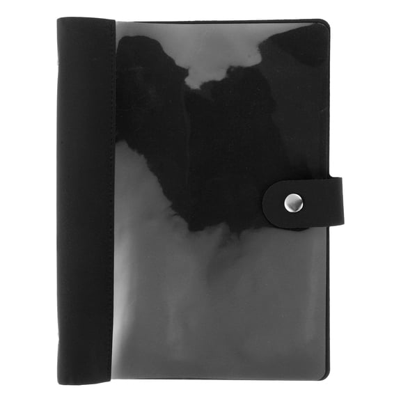 Uxcell A5 PU Leather Binder Cover, 6 Round Ring Clear Soft PVC Binder Cover Loose Leaf Notebook Protector Refillable DIY for Planner Travel Journal Photocard Collection, Black