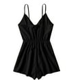 thumbnail image 2 of Women's Leopard Print Wrap Spaghetti Strap Romper Cami Jumpsuit, 2 of 5