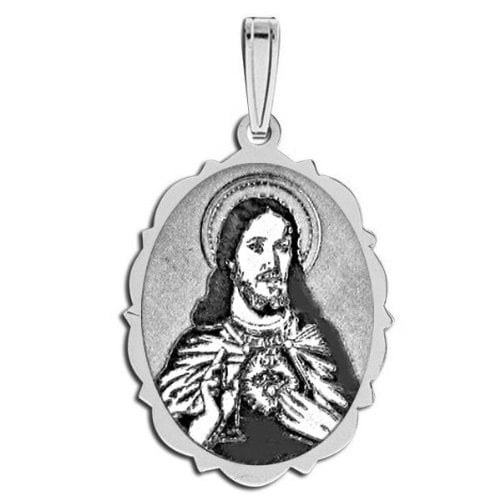 2//3 X 3//4 Inch Size of Nickel Saint Pio of Pietrelcina Oval Solid 14K White Gold