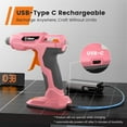 thumbnail image 3 of GoGonova Glue Gun, Fast Preheating Anti-drip Cordless Glue Gun, 2Ah USB-C Rechargeable Hot Glue Gun Kit with 25 Pcs Mini Glue Sticks,Pink, 3 of 8