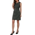 thumbnail image 4 of Tweed Dress for Women's Elegant Plaid Sleeveless Tank Dress Spring Summer Business Casual Work Mini Dress XL Black Silver, 4 of 6