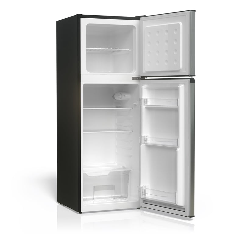 TCL Silver Compact Two Door Refrigerator with Freezer for Kitchen