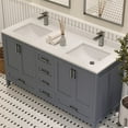 thumbnail image 4 of Ayna Decors Rooh 60 in Charcoal Grey Double Sink Bathroom Vanity Set with White Quartz Countertop | 4 Soft Closing Doors | 6 Full Extention Soft Close Drawer | Brushed Nickel Hardware | AVR60CG3002, 4 of 10