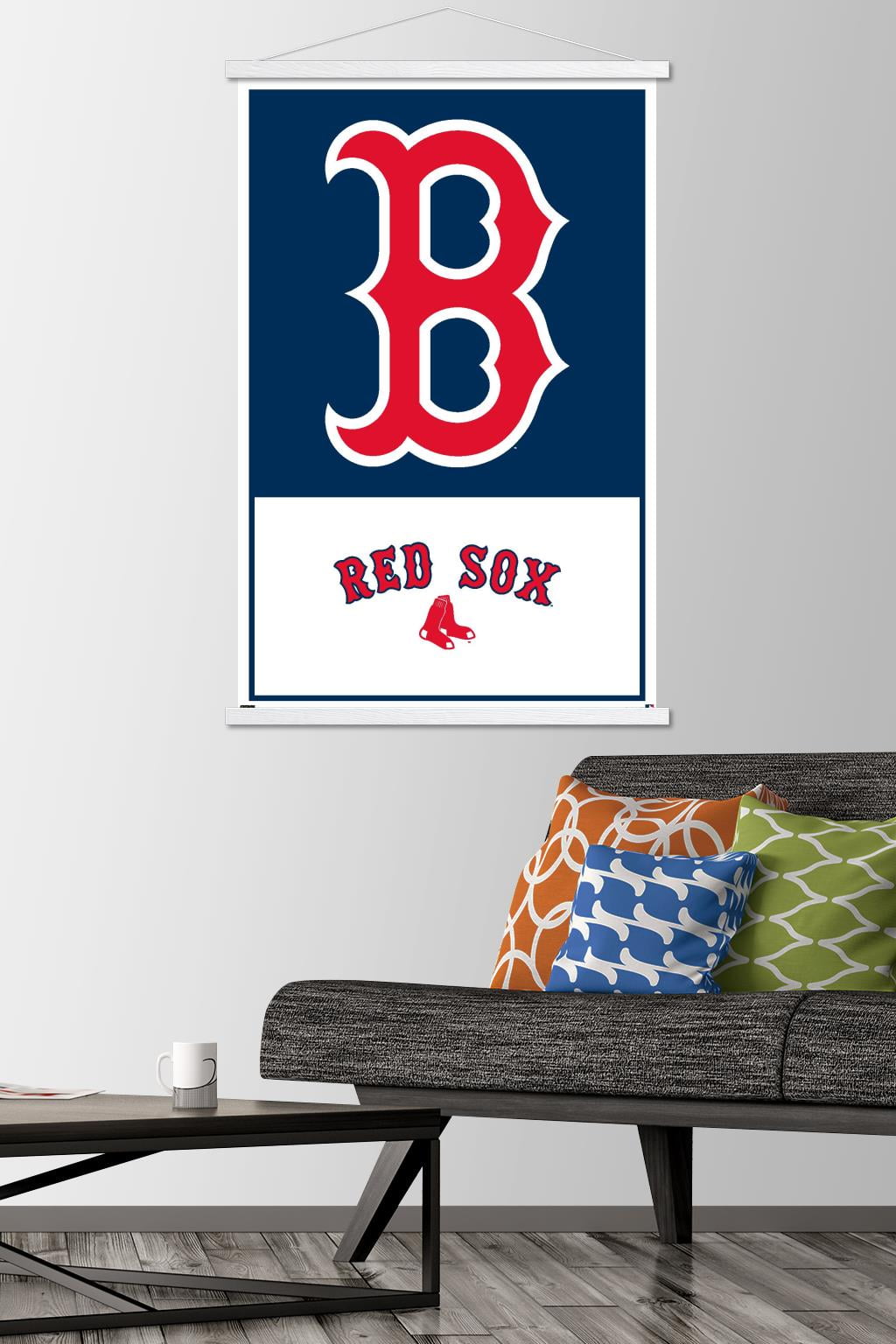 Trends International MLB Boston Red Sox - Logo 22 Framed Wall Poster Prints  Mahogany Framed Version 22.375 x 34