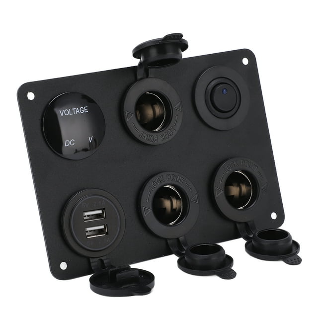 Panel de interruptores, voltímetro de pantalla Digital LED de 6 bandas, Kit de encendido y apagado USB para coche, RV, yate, Panel de interruptores para coche