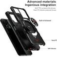 thumbnail image 3 of For TCL 40 T T608DL Robotic Ring Kickstand Phone Case + Tempered Glass - Black, 3 of 6