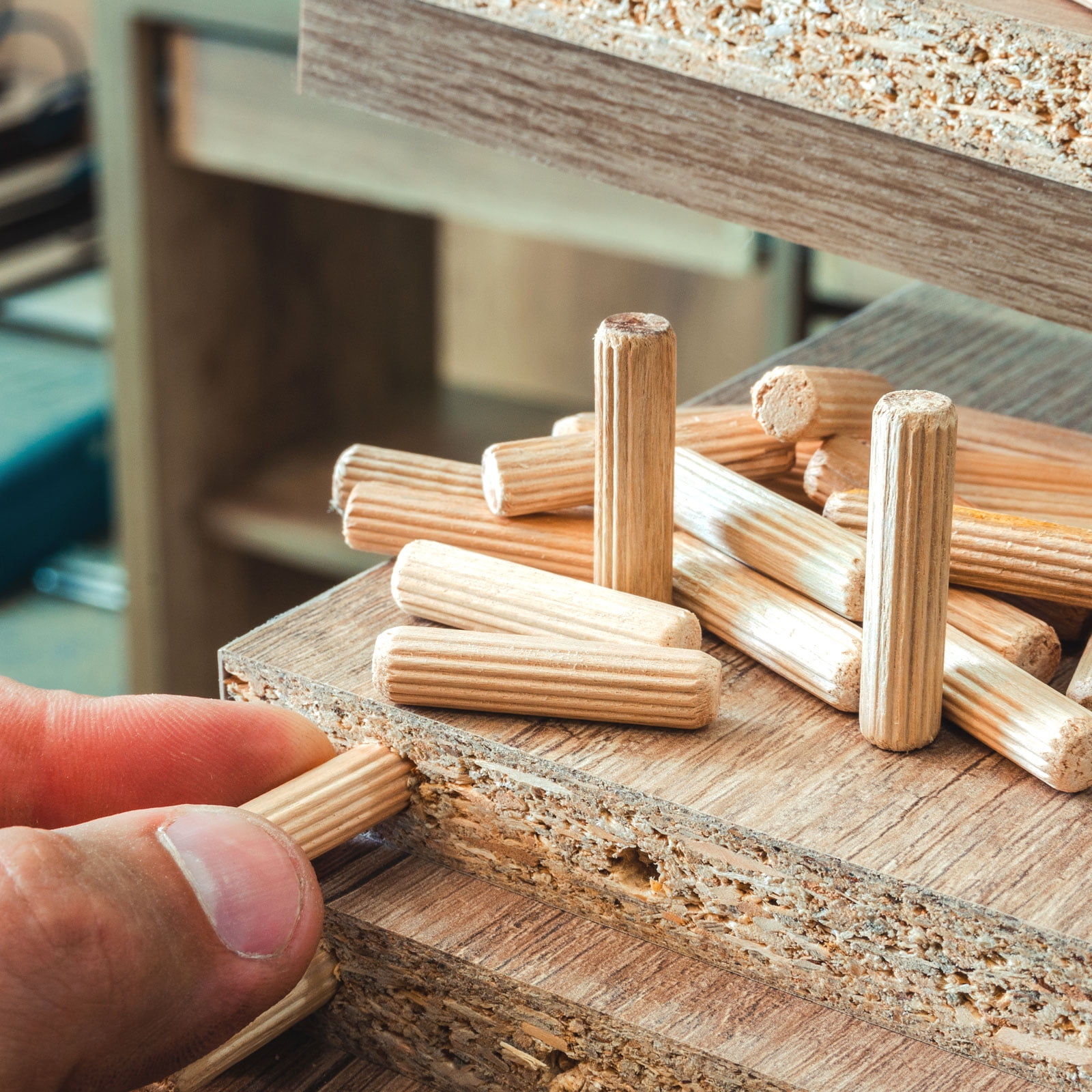 Unique Bargains Wooden Dowel Pin Fluted Beveled Ends Dried Hardwood for Woodworking 6x30mm