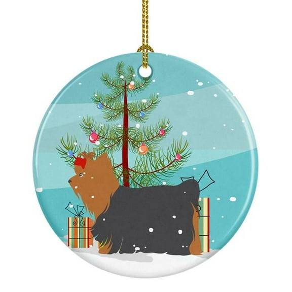 Yorkshire Terrier Yorkie Merry Christmas Tree Ceramic Ornament