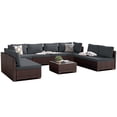 thumbnail image 2 of UPHA 9 Pieces Outdoor furniture Sets Patio Sectional Couch Wicker Conversation Sofa for Pools Outside, Gardens, Decks, Brown Rattan, Dark Gray Cushion, 2 of 10