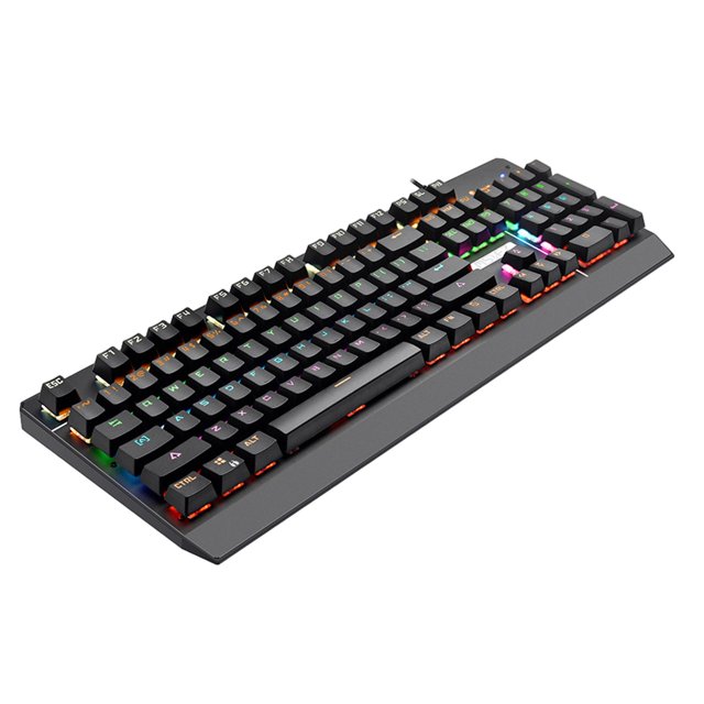 mecánico para juegos, respuesta rápida retroiluminada RGB 104 teclas Azul cómodo Tapa de tecla cuadrada negra Jinwen Teclado mecánico