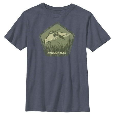 Boy s Mossy Oak Mallard Green Badge Graphic Tee Navy Blue Heather Large