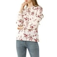 thumbnail image 4 of Allegra K Women's Ruffled Sleeve Blouse Frill Neck Self Tie Elegant Chiffon Floral Top L Ivory, 4 of 6