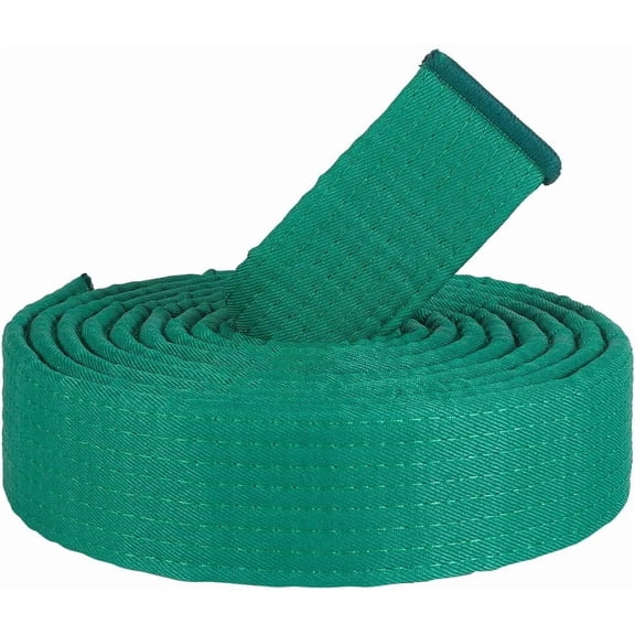 Green Jiu Jitsu Belt Polyester Martial Arts Belt Judo Karate TKD Aikido Uniform Ranking Belt Long Soft Universal Fit Belts Taekwondo for Men Women Perfomance Sports Training Equipment 9.2ft DIY