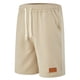 thumbnail image 4 of Pantalones de Cintura Elástica de Algodón de Color Sólido Pantalones de Playa de Pierna Recta con Bolsillos de Cordón, 4 of 8
