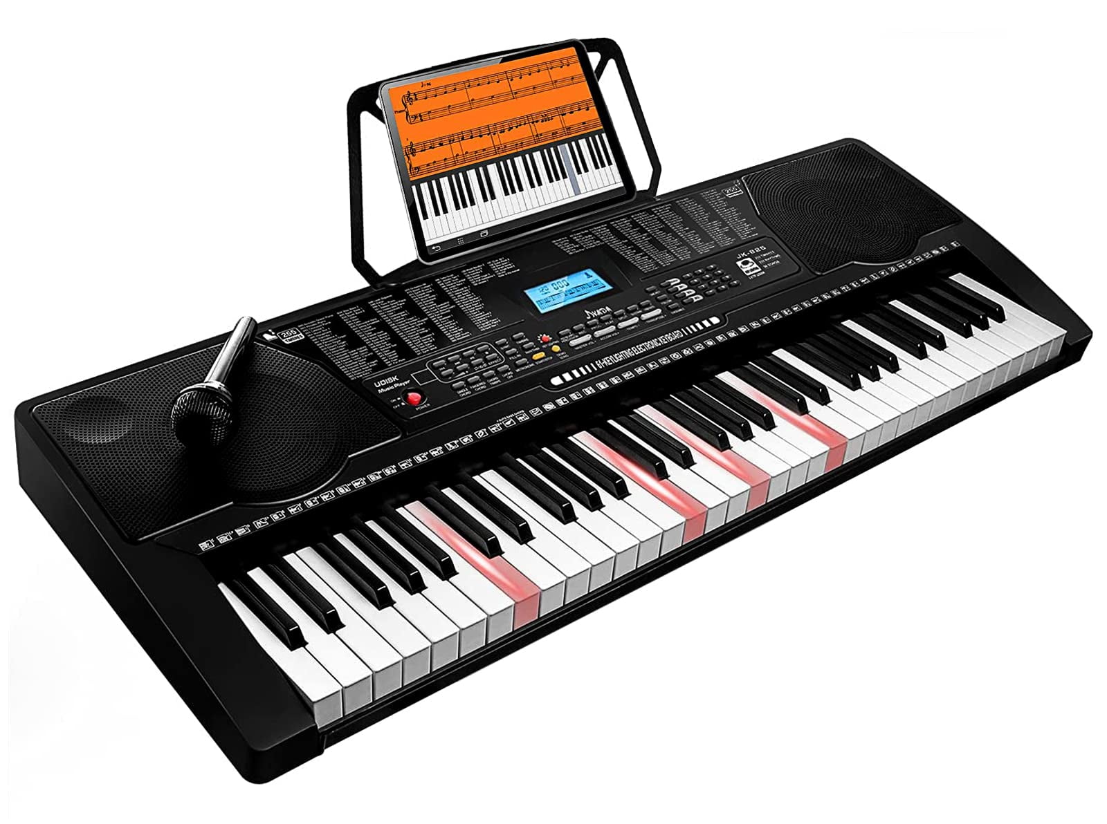 JUNELILY 61-Key Electronic Keyboard Piano Kit w/ 300 Built-in Tones, Music  Rest & Demo Songs