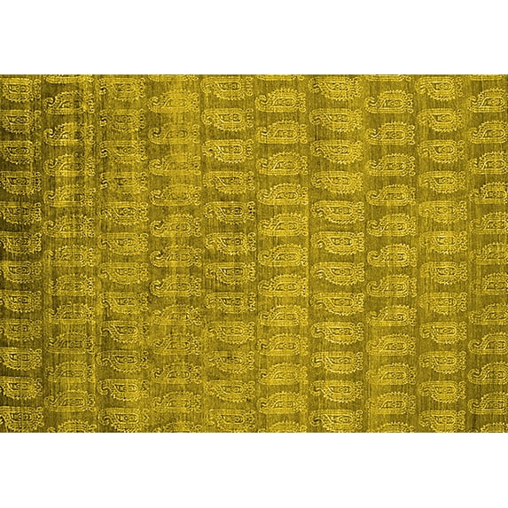 Ahgly Company Indoor Rectangle Oriental Yellow Industrial Area Rugs, 7' x 9'