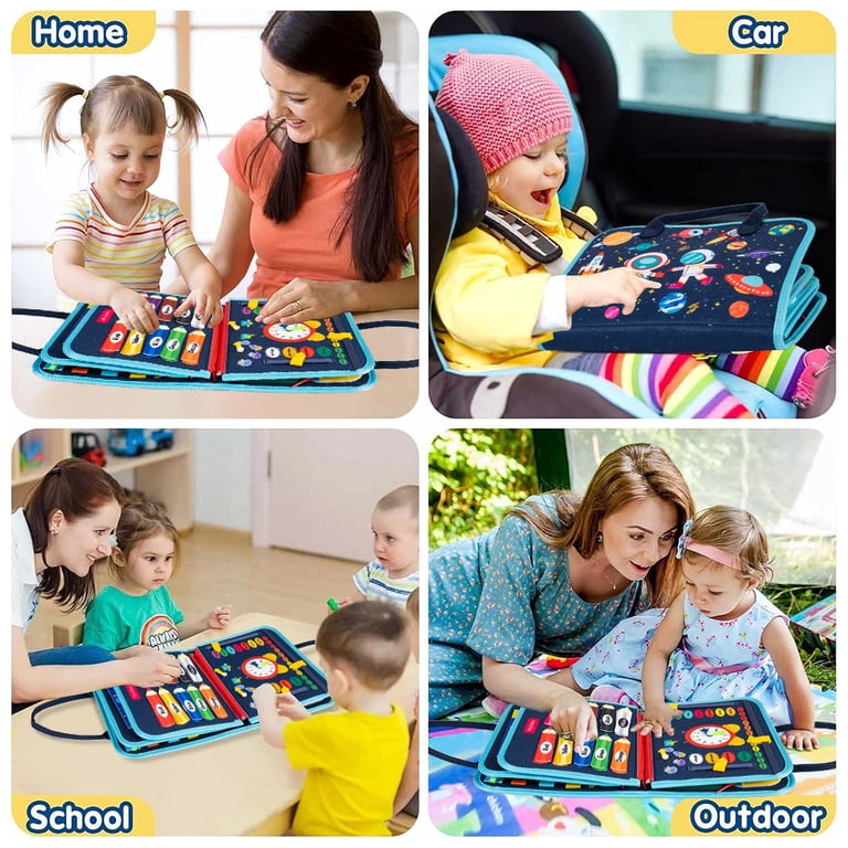 COWIN Busy Board Montessori Toy, 8 Pages, Ages 1-4 photo 4