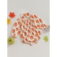 thumbnail image 3 of Wassery Newborn Baby Girls Halloween Outfit Long Sleeve Off-shoulder Bodysuits Pumpkin Print Romper with Headband 3 6 12 18 24 Months Infant Halloween Clothes Costume 0-24M, 3 of 8