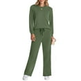 thumbnail image 4 of Fantaslook Two Piece Lounge Sets for Women Fall Outfits Long Sleeve Tops Wide Leg Pants Matching Sets Vacation Travel Outfits, 4 of 10