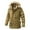 Khaki, variant on Winter Coat Warm Outdoor Casual Jacket With Belt Zip Front Closure Slim Fit Insulated Padded Quilted Side Pockets For Cold Weather
