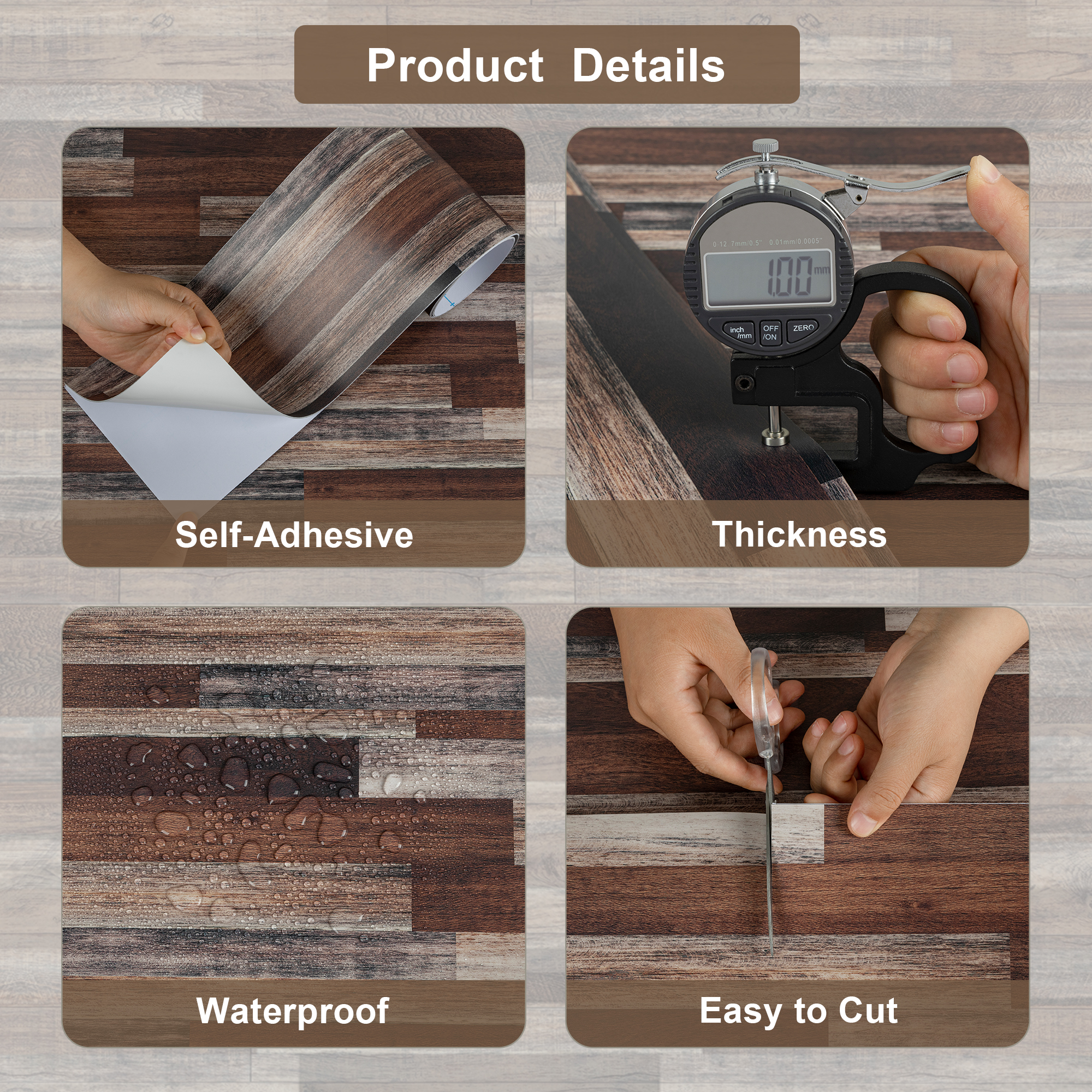 Abyssaly Wood Grain Vinyl Peel and Stick Flooring tile 5.9 inch x 35 inch，Covering Area 14.53 Sq.Ft, Self-Adhesive Floor Tile for Kitchen Dinning Room Bedroom Home Decoration.