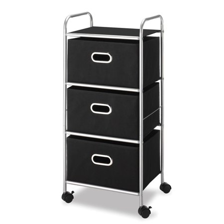 Ghp 13 X17 25 X35 Black Metal 3 Drawer Fabric Bins Rolling