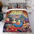 thumbnail image 4 of Liga de la Justicia Conjunto de sábanas temático, trío de piezas, cómodo y amigable con la piel, diseño único, regalo de decoración para el hogar para familiares, amigos y fans, 90 cm * 190 cm, 4 of 6