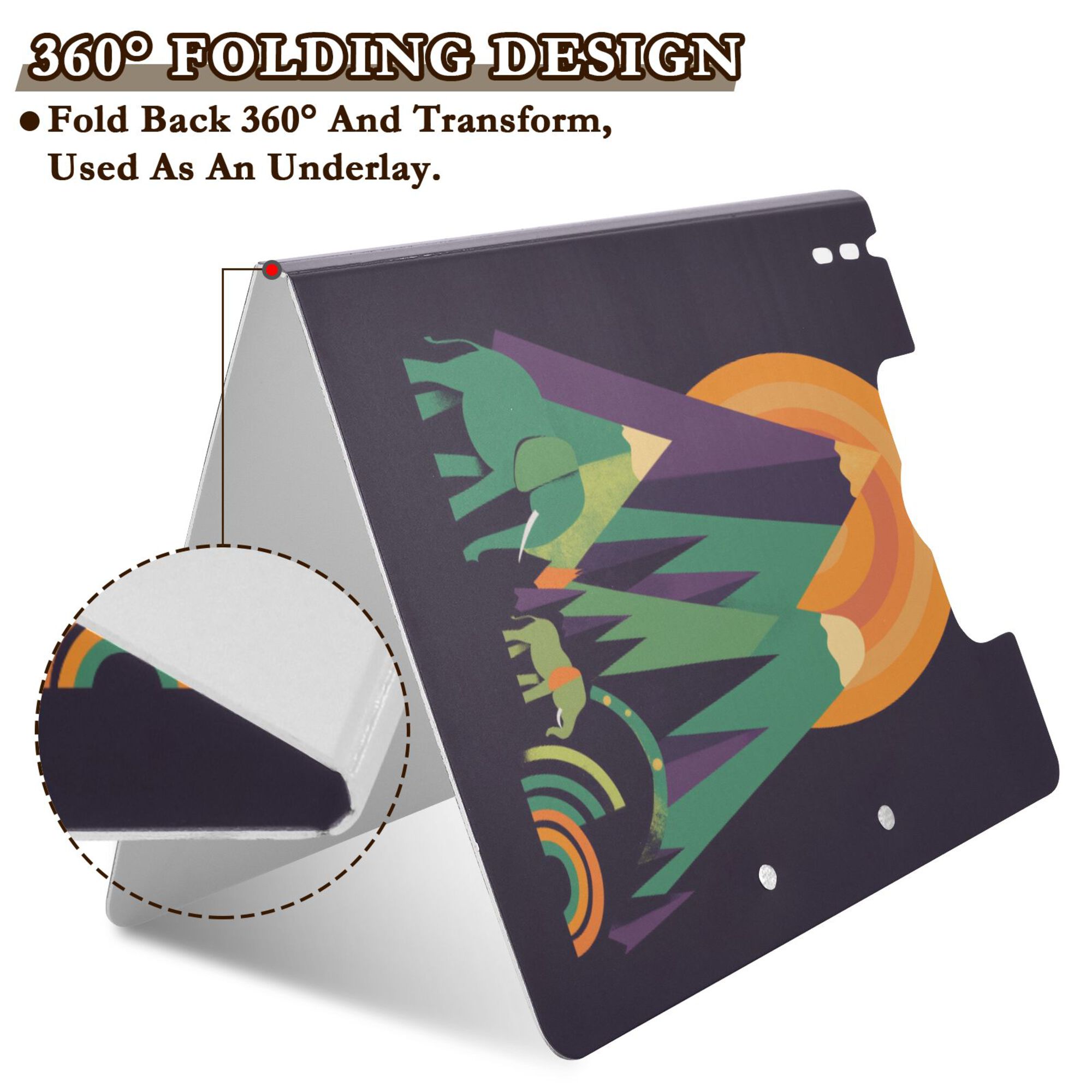FORMRS A4 Clipboard Folder with Pen Holder Horizontal Foldable School Office Binder, Abstract Animals