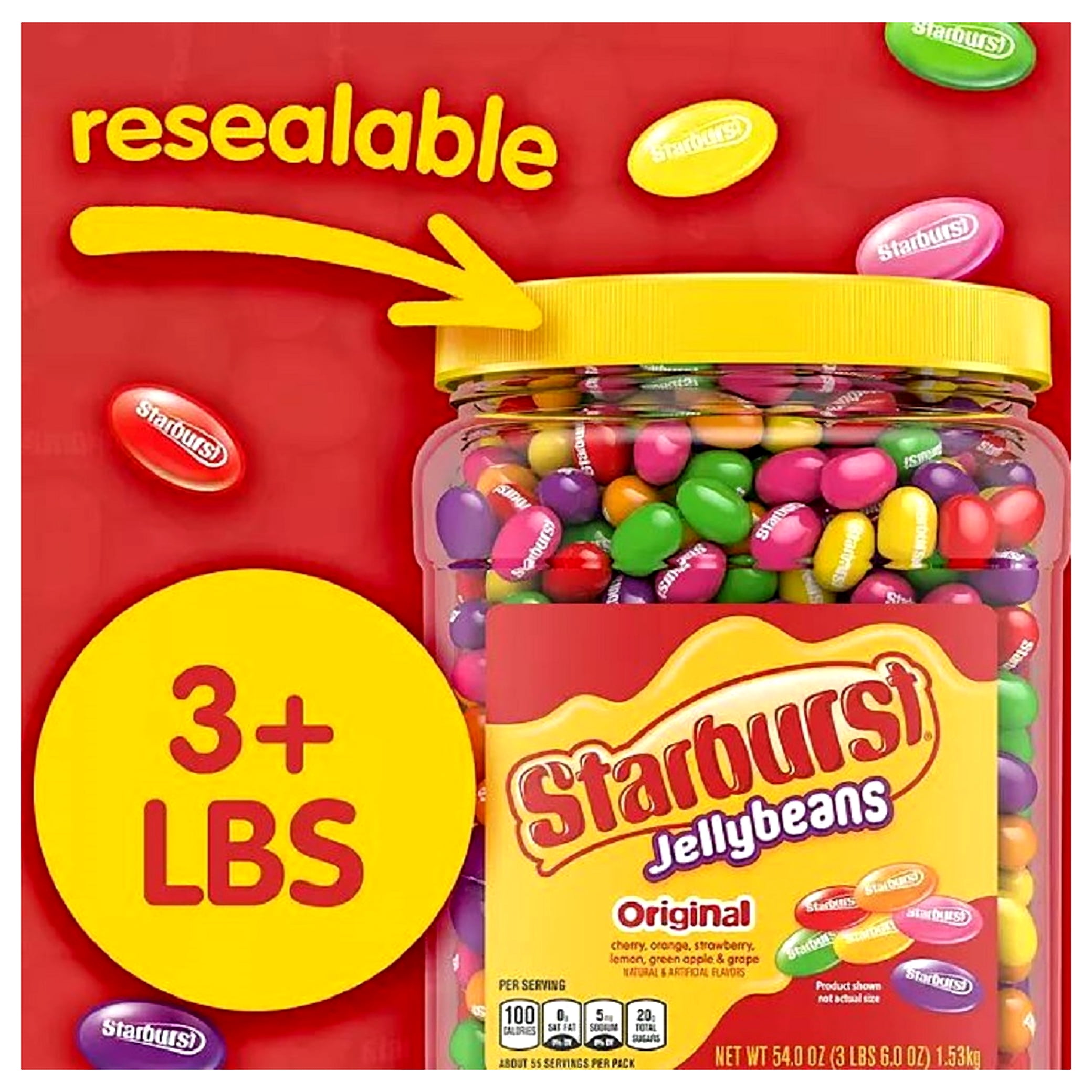 Starburst Original Assorted Jelly Beans Chewy Candy Resealable Jar (54 oz.)