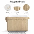 thumbnail image 4 of Fluted Kitchen Storage Island with Drop Leaf, Power Outlet, 55.5" Rolling Kitchen Cart with 4 Doors and 3 Drawers, 4 of 9