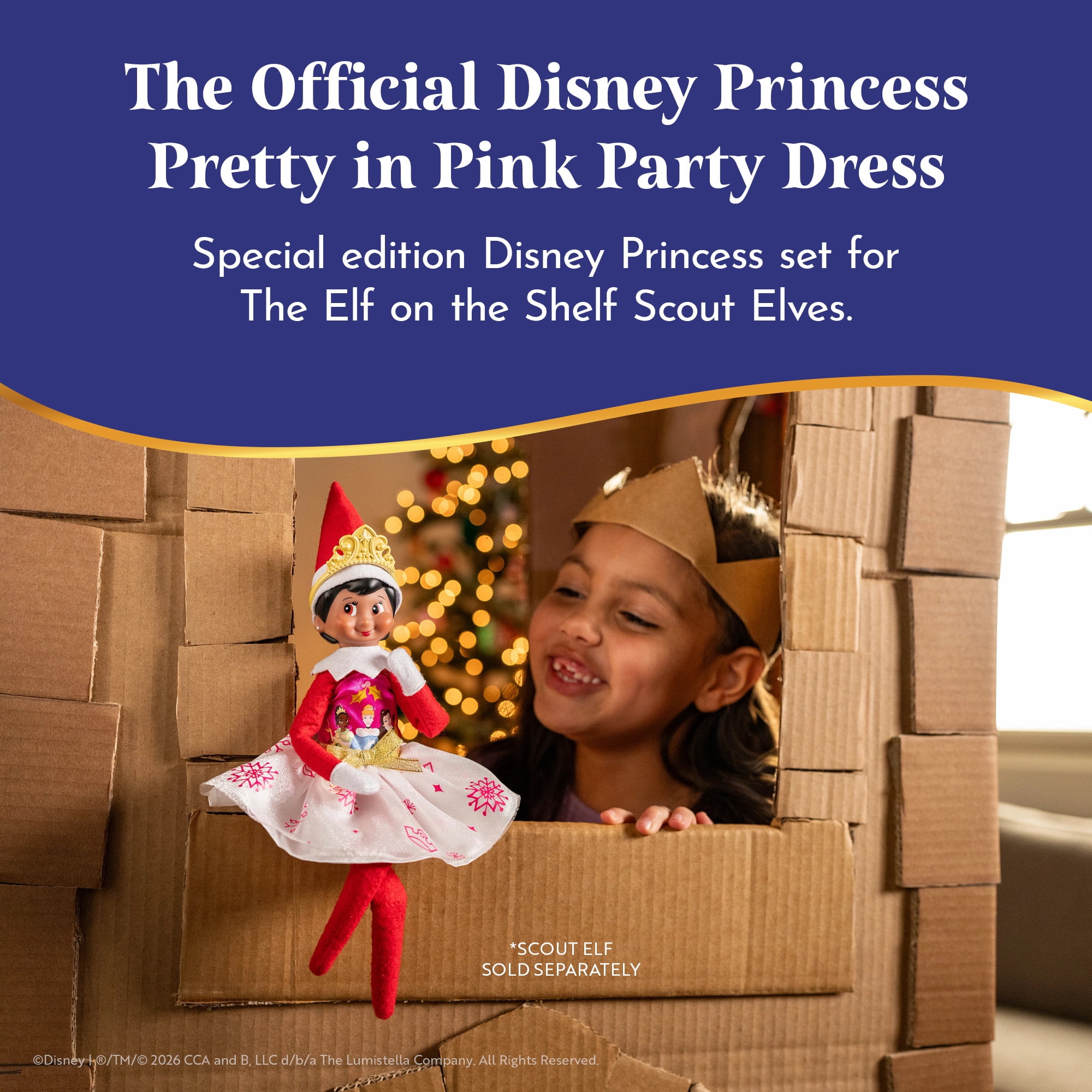 The Elf on the Shelf Disney Princess Pretty in Pink Party Dress & Tiara - Scout Elf Not Included