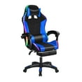 thumbnail image 3 of Ergonomic Gaming Chair with Bluetooth Speakers, LED Light, Latex Backrest & Retractable Footrest - Adjustable Faux Leather Massage Chair for Recreation Room, 3 of 8