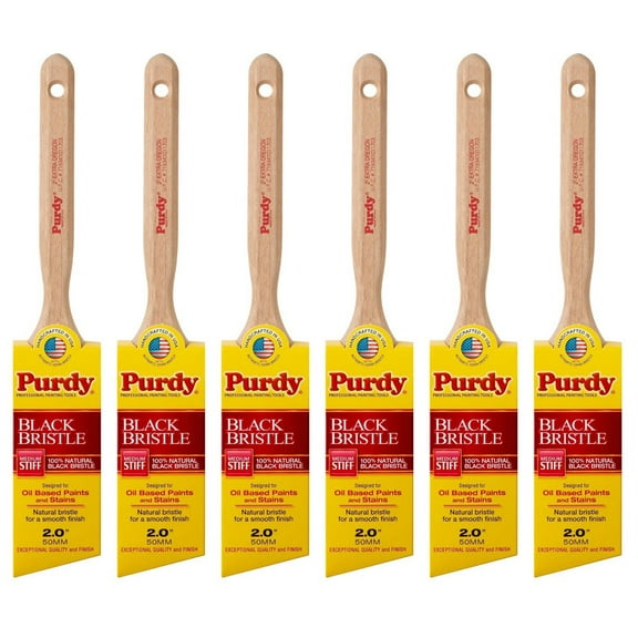 Genuine Purdy 6 Pack Black Bristle Extra Oregon Angular 2" Paint Brushes 144116020-6PK