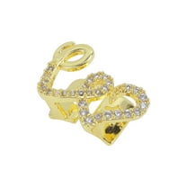 Unique Bargains 1 Pc Fake Grills Hip Hop Double Heart Teeth Grillz Gold Tone