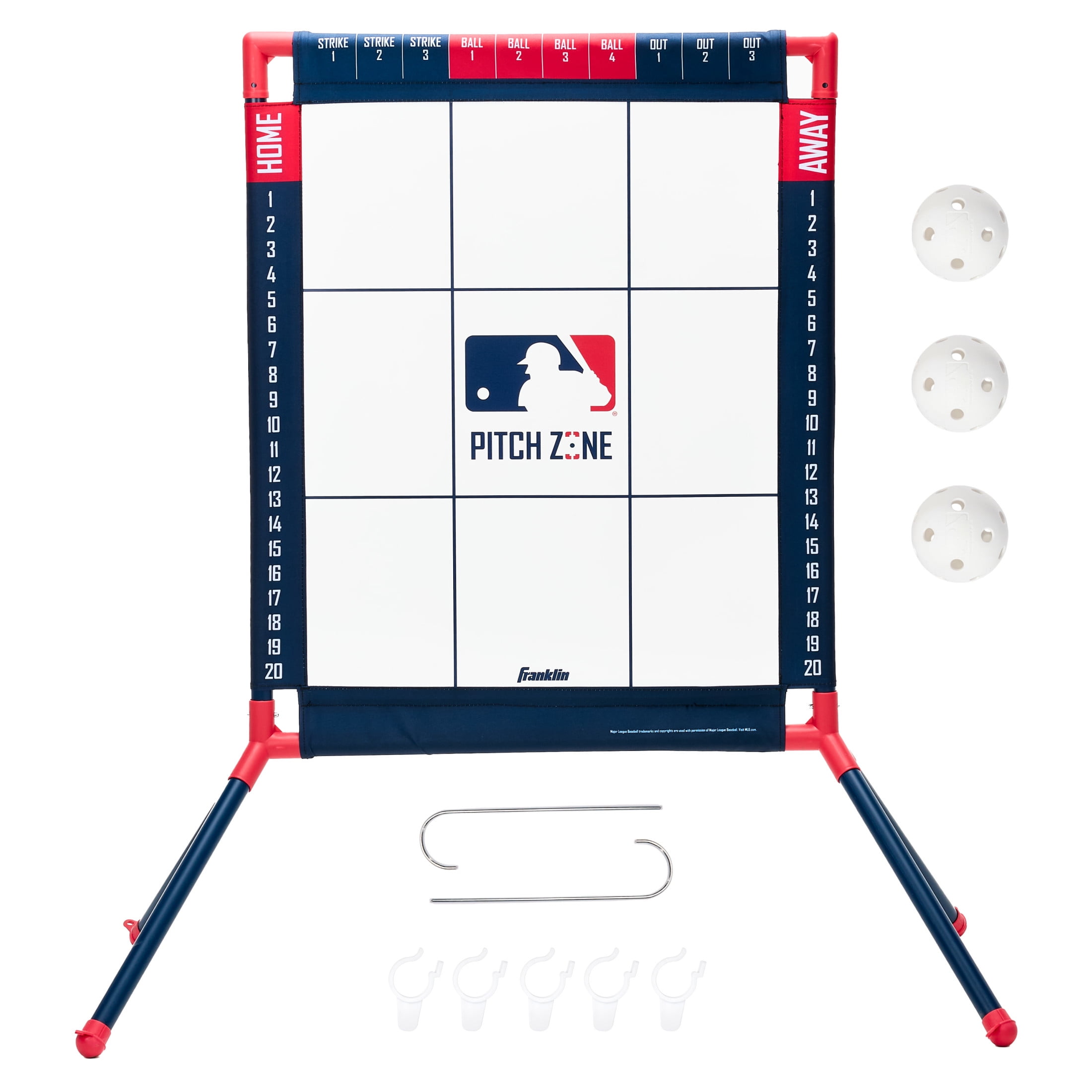 Franklin Sports MLB Switch Hitter Pitchback Rebounder Net, 55 x 36
