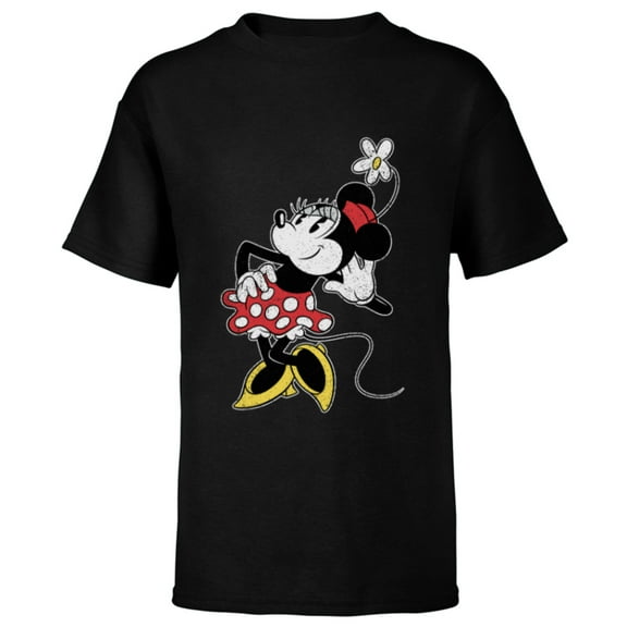 Disney Vintage Minnie Mouse Strikes a Pose - Short Sleeve T-Shirt for Kids - Customized-Black