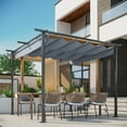 thumbnail image 2 of Outsunny 10' x 10' Outdoor Retractable Pergola Canopy, Metal Patio Shade Shelter for Backyard, Porch Party, Garden, Grill Gazebo, Grey, 2 of 9