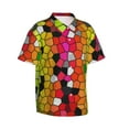 thumbnail image 2 of Easygdp Colorful Tie Dye Stained Glass 1 Men's Hawaiian Shirts Print Lapel Short Sleeve for Beach, vacation, party, casual occasions - 3X-Large, 2 of 9