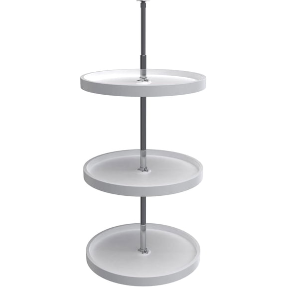 MMZP 20 Inch 3 Tier Full Circle Lazy Susan for H Corner Kitchen Cabinets, Large Plastic Home Storage Rotating Shelves, White, 6013-20-11-526