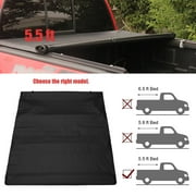 HilldaAline, 5.5ft Roll Tonneau Cover For Ford F-150 2015-2017 Automobile Bed With Light, black