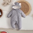thumbnail image 2 of 0-3 Months Newborn Baby Baby Boys Girls Winter Romper Hooded Snowsuits Fleece Lined Jumpsuit Warm Outfits Winter Outwear Infant Winter Clothes, 2 of 6